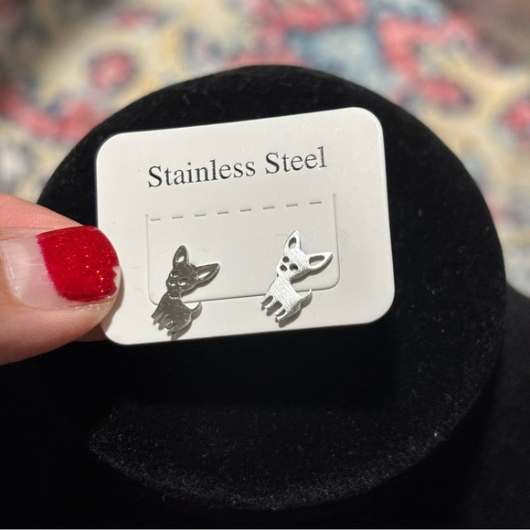 Chihuahua Earrings - Stainless Steel, Stud-Style Earrings, Small Dog Silouhette! - Picture 3 of 7
